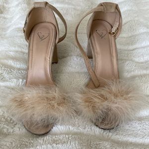 Beige Fluffly Heels